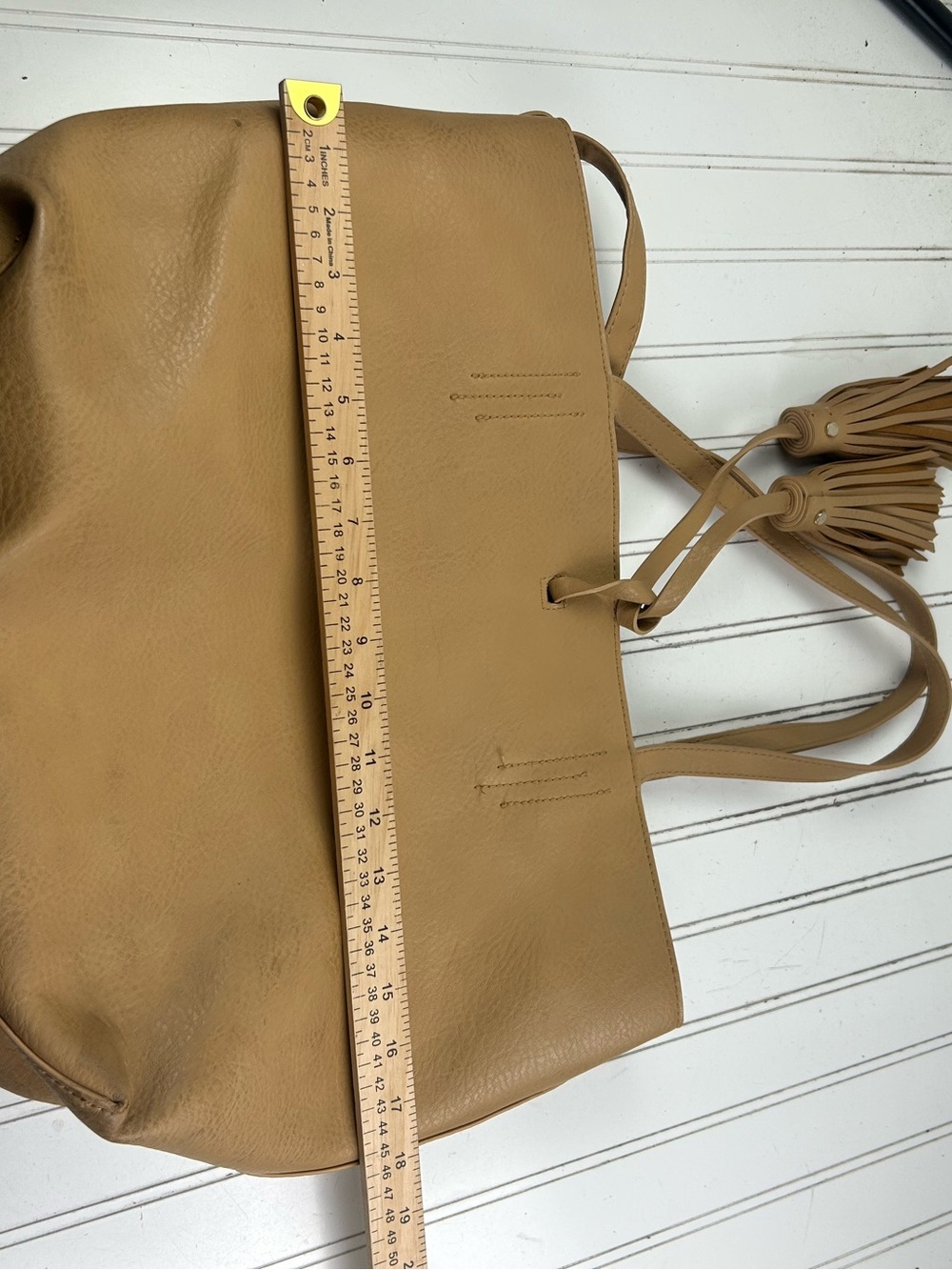 Merona Vintage Y2K Beige Yellow Faux Leather Shoulder and Cosmetic Bag - Picture 12 of 16